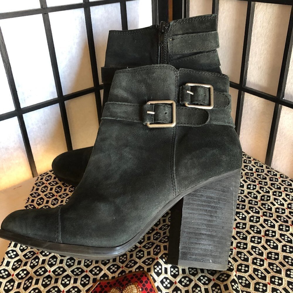 Lucky Brand LAUREEN blk suede leather boots 8M/38